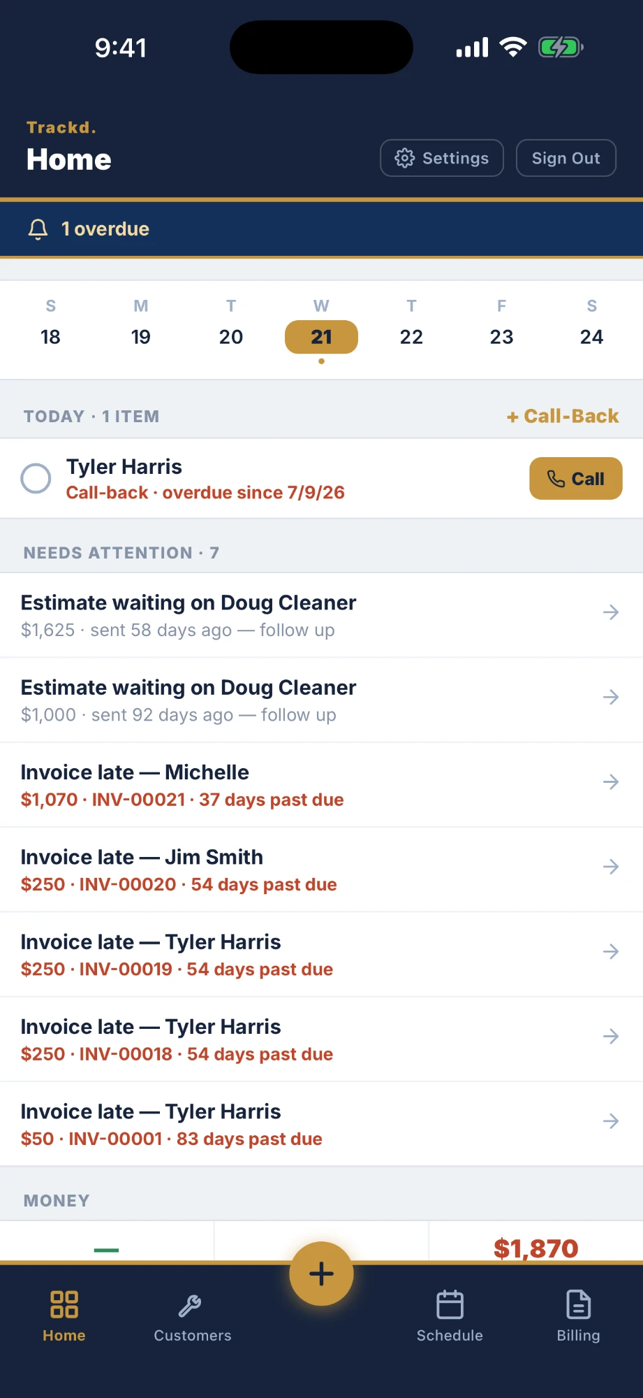 Trackd CRM screenshot